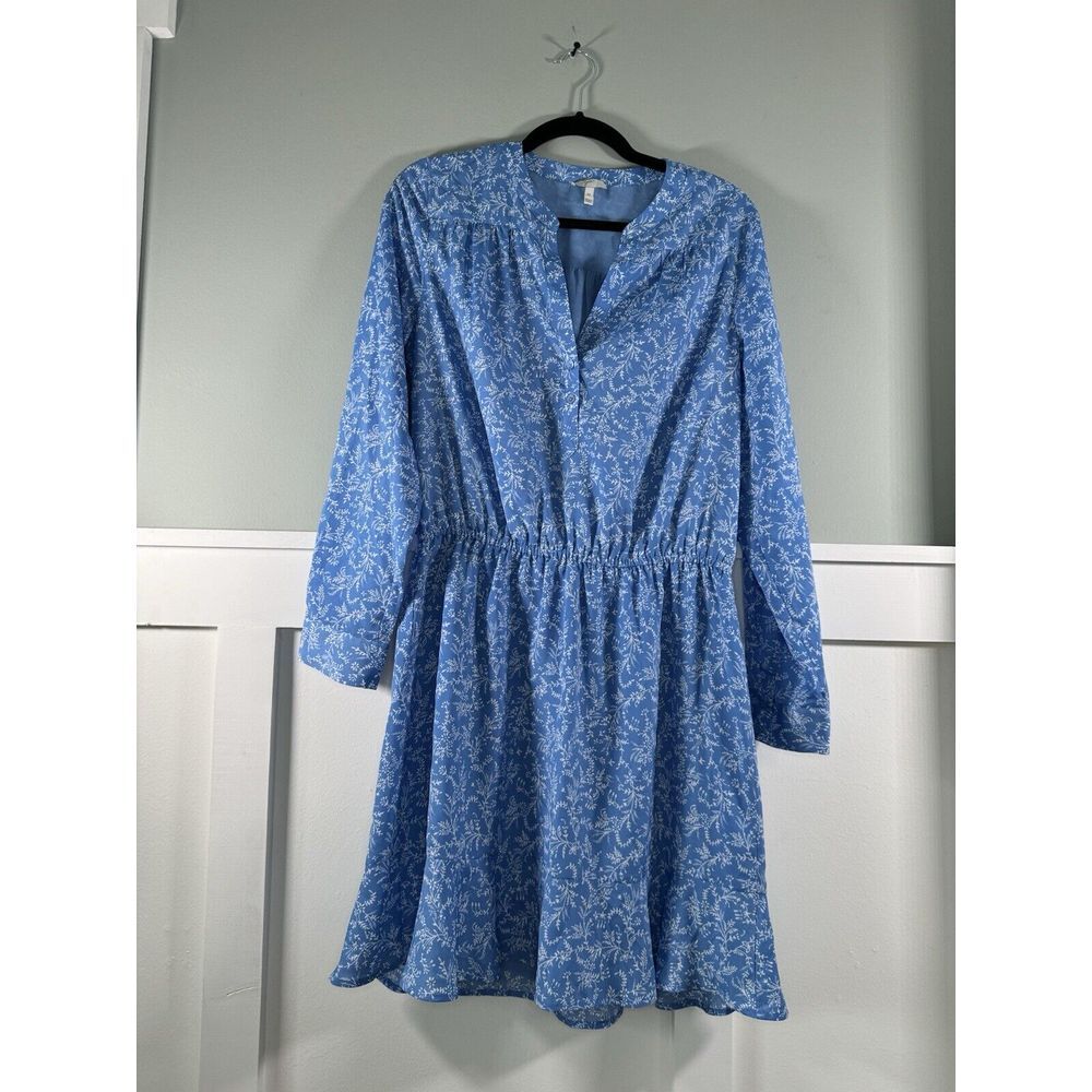 Joie Casual Flounce Mini‎ Dress Size M Beautiful Blue And White Floral